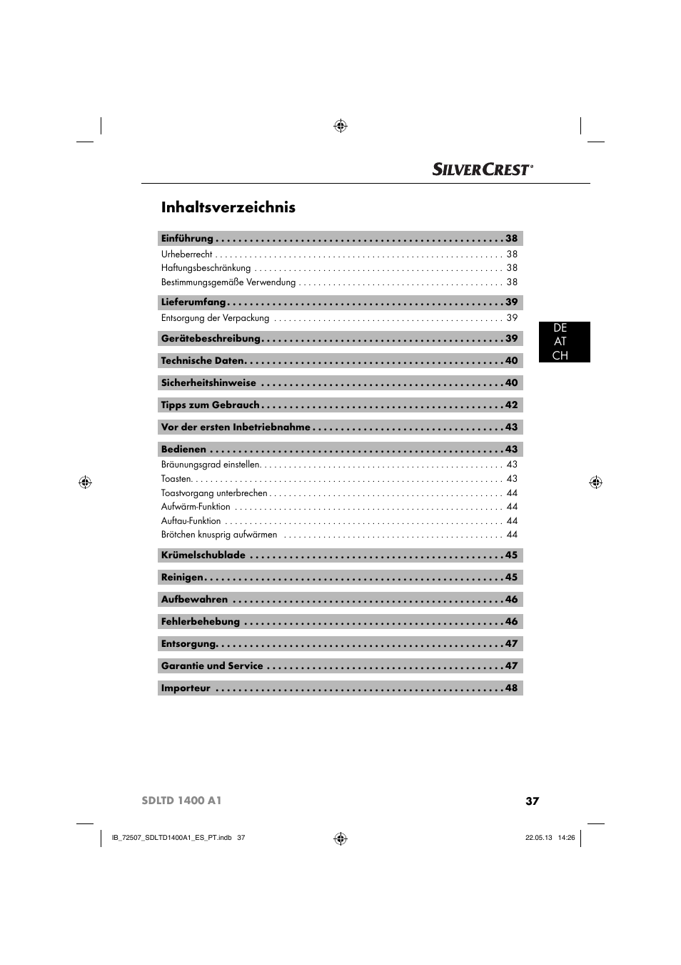 Silvercrest SDLTD 1400 A1 User Manual | Page 40 / 52