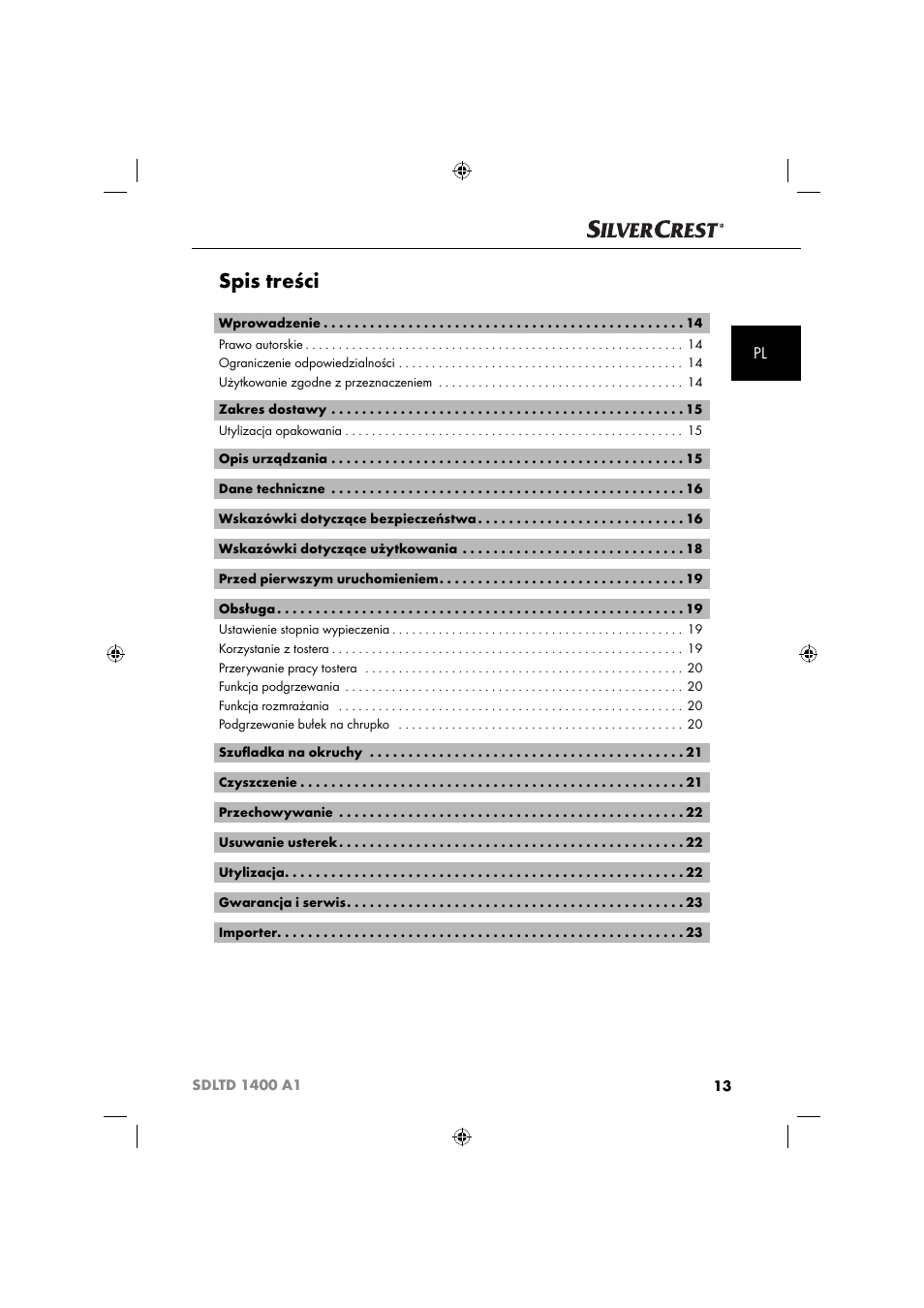 Silvercrest SDLTD 1400 A1 User Manual | Page 16 / 64