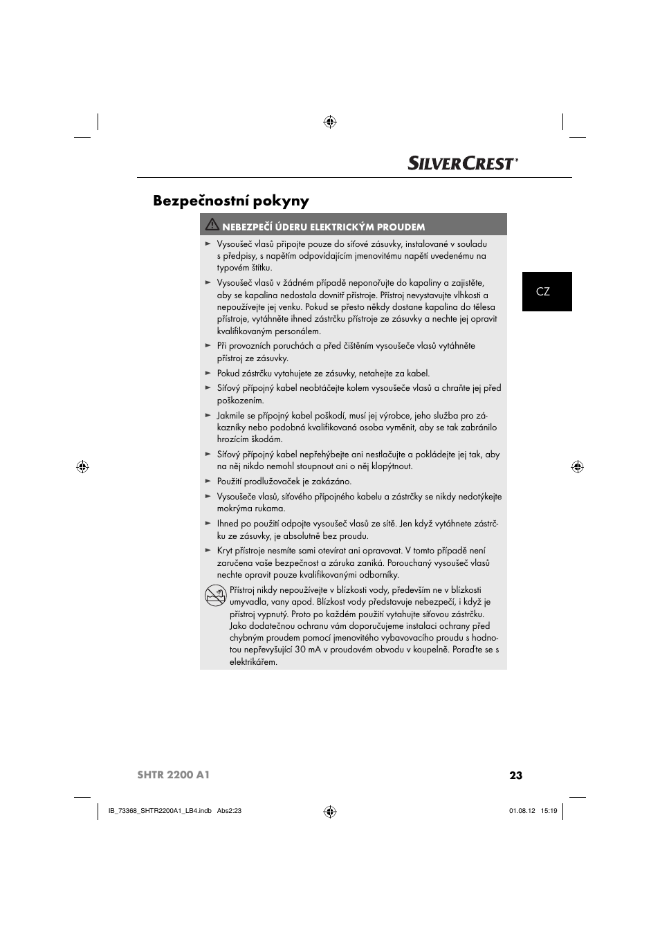 Bezpečnostní pokyny | Silvercrest SHTR 2200 A1 User Manual | Page 26 / 54