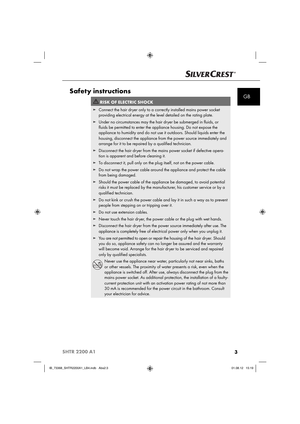 Safety instructions | Silvercrest SHTR 2200 A1 User Manual | Page 6 / 54