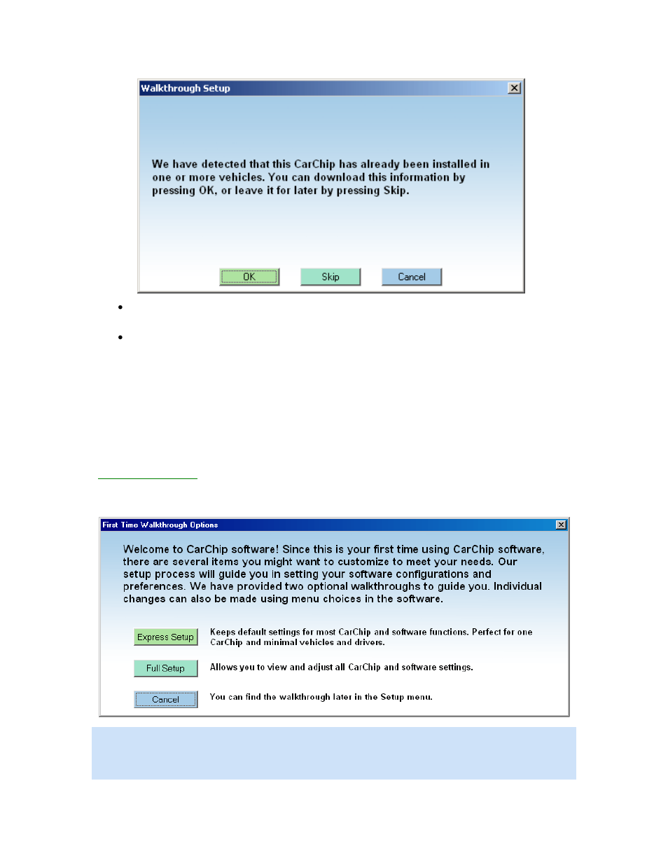 Walkthrough - express setup | DAVIS CarChip Online Help (8221, 8226, 8245, 8246) User Manual | Page 29 / 119