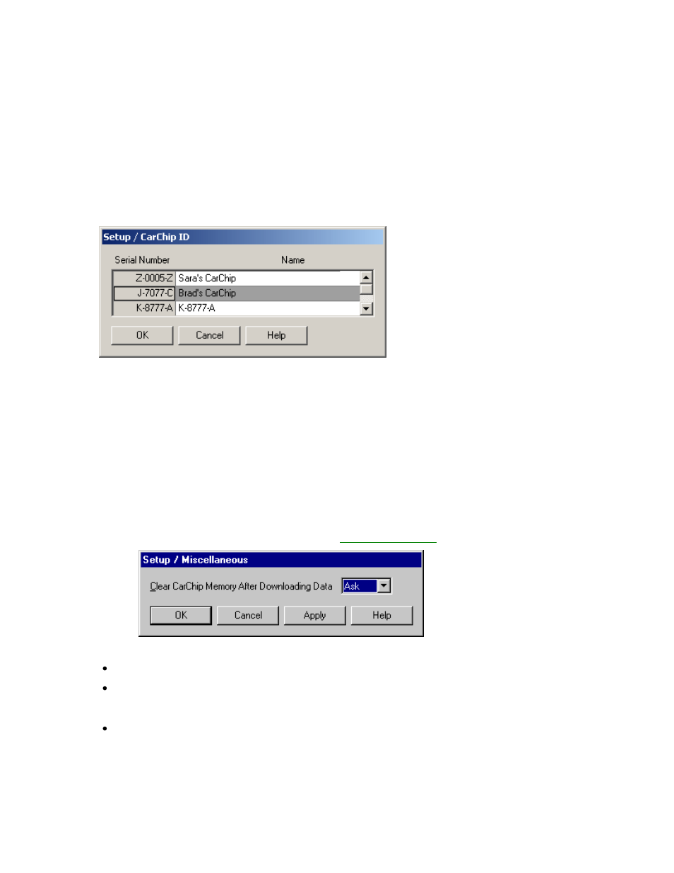 Carchip serial number column, Miscellaneous | DAVIS CarChip Online Help (8221, 8226, 8245, 8246) User Manual | Page 49 / 119