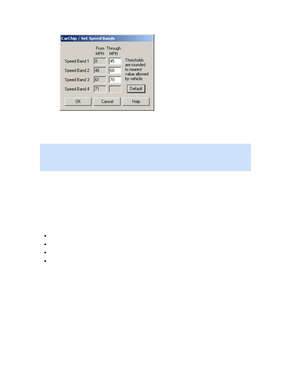 Speed bands right-click menu, Set braking thresholds | DAVIS CarChip Online Help (8221, 8226, 8245, 8246) User Manual | Page 58 / 119