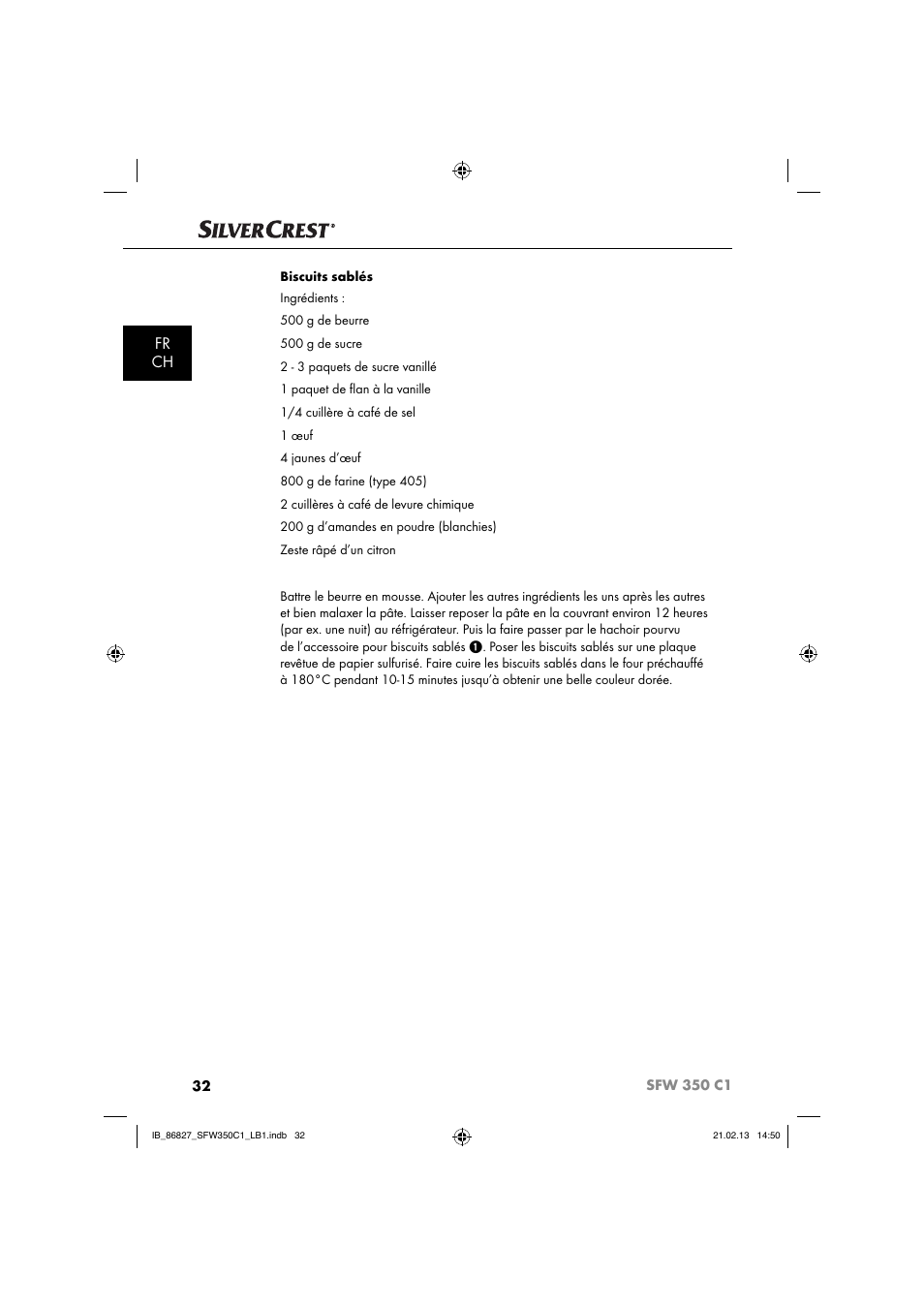 Fr ch | Silvercrest SFW 350 C1 User Manual | Page 35 / 84