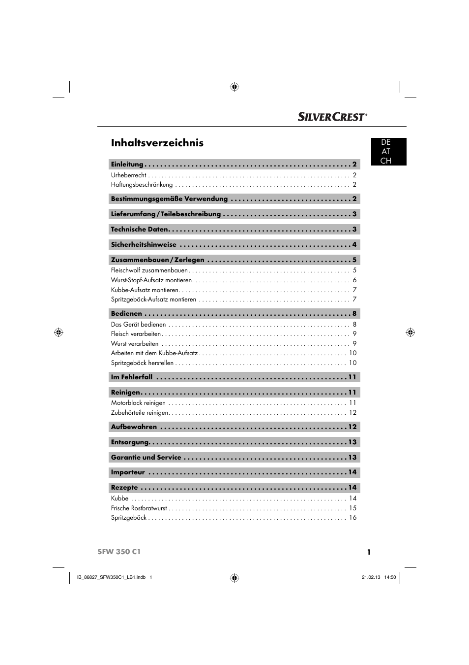 Silvercrest SFW 350 C1 User Manual | Page 4 / 84