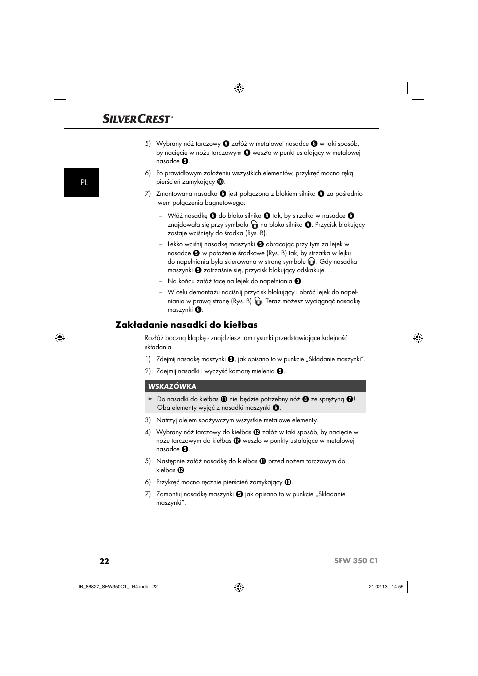 Zakładanie nasadki do kiełbas | Silvercrest SFW 350 C1 User Manual | Page 25 / 116