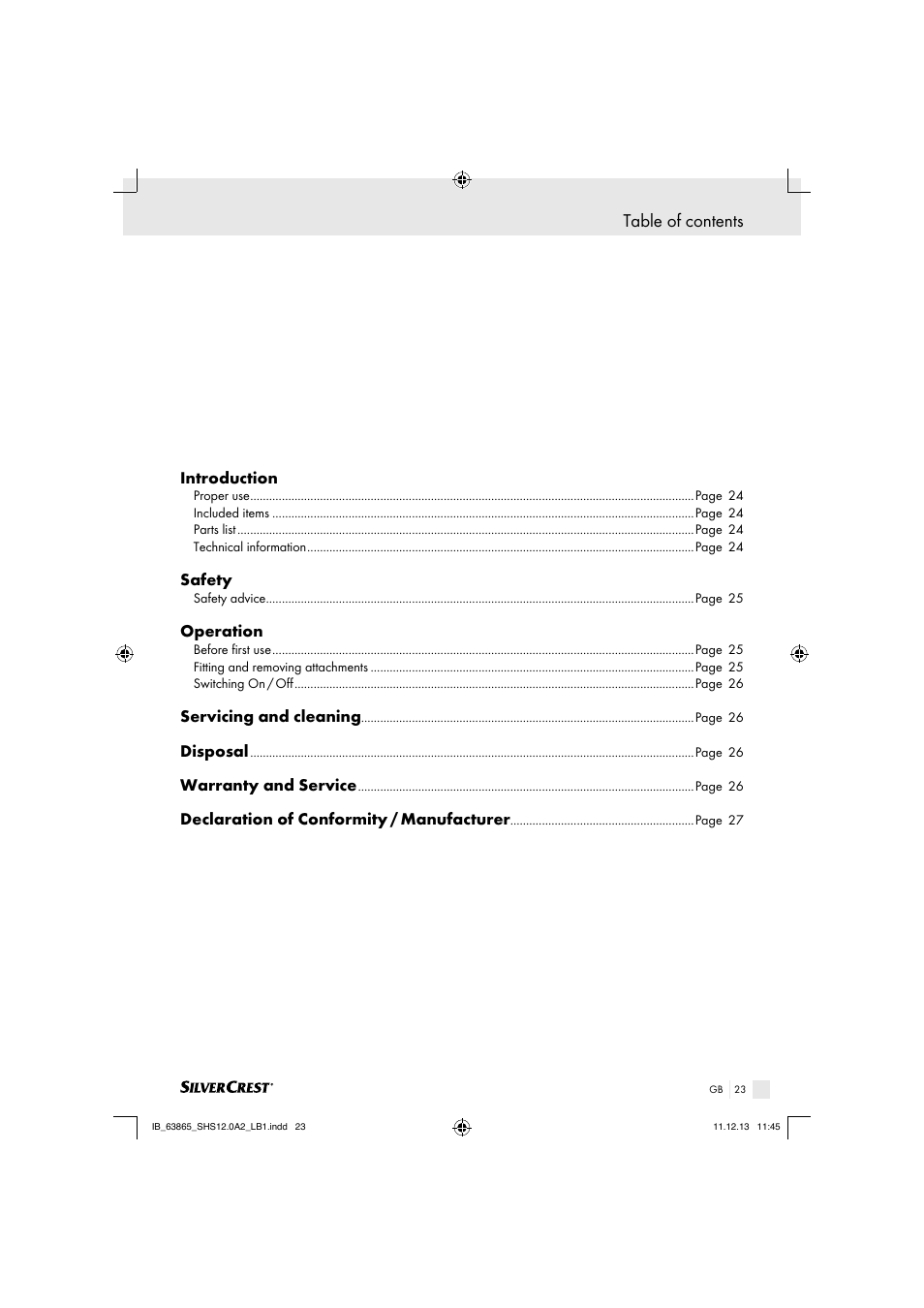 Silvercrest SHS 12.0 A2 User Manual | Page 23 / 28