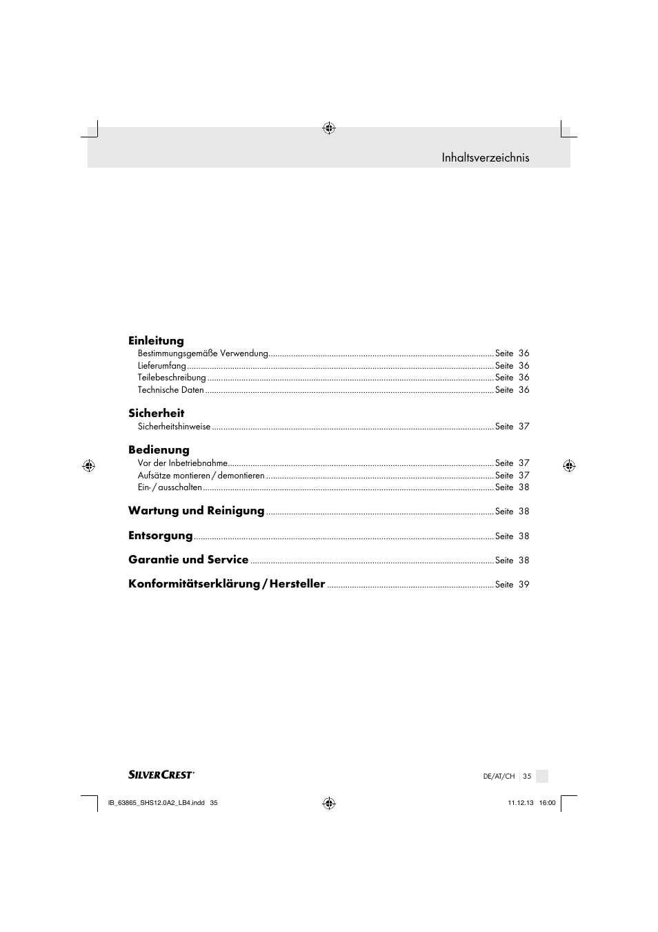 Silvercrest SHS 12.0 A2 User Manual | Page 35 / 40