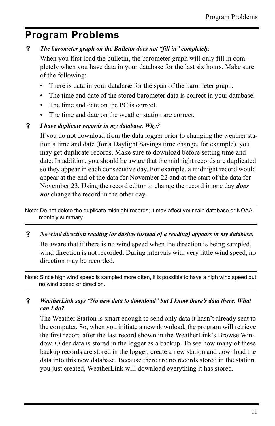 Program problems | DAVIS WeatherLink Mac OS X Getting Started Guide User Manual | Page 13 / 16