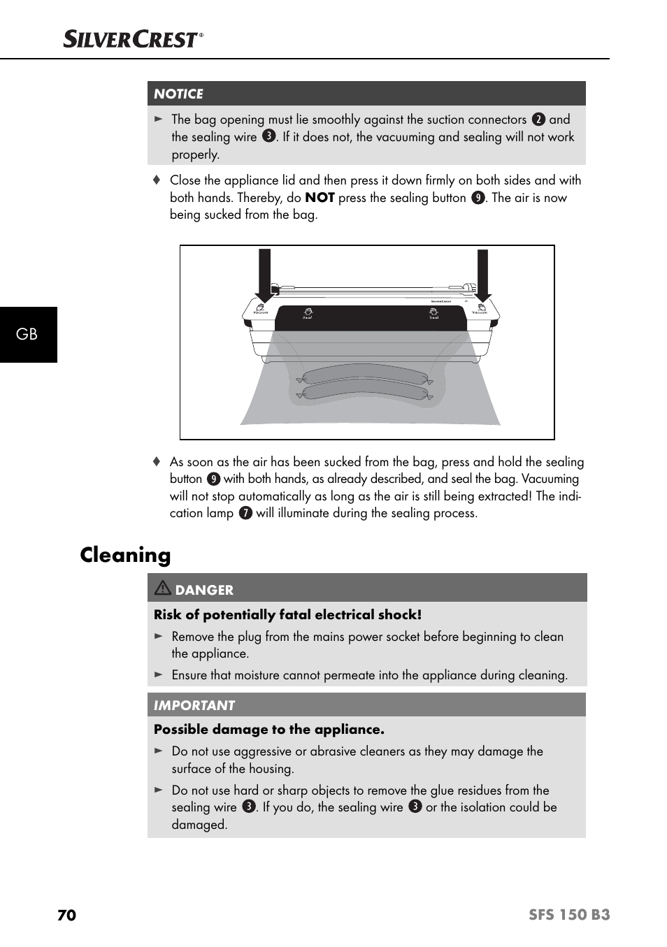 Cleaning | Silvercrest SFS 150 B3 User Manual | Page 73 / 78