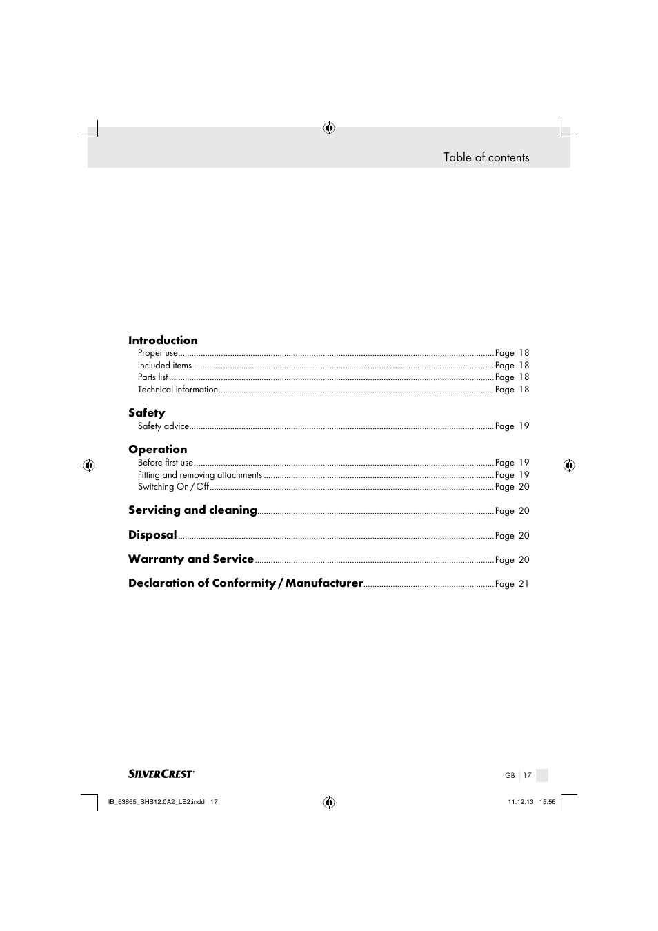 Silvercrest SHS 12.0 A2 User Manual | Page 17 / 22