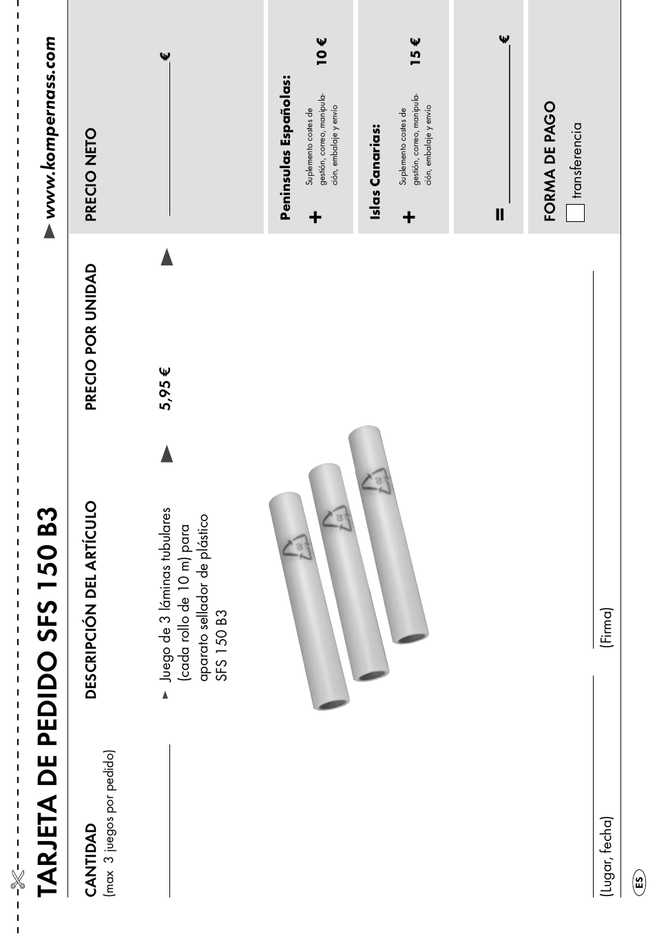 Ta r jet a de pedido sfs 150 b3 | Silvercrest SFS 150 B3 User Manual | Page 16 / 80