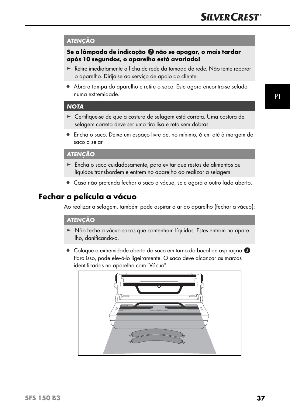 Fechar a película a vácuo | Silvercrest SFS 150 B3 User Manual | Page 40 / 80