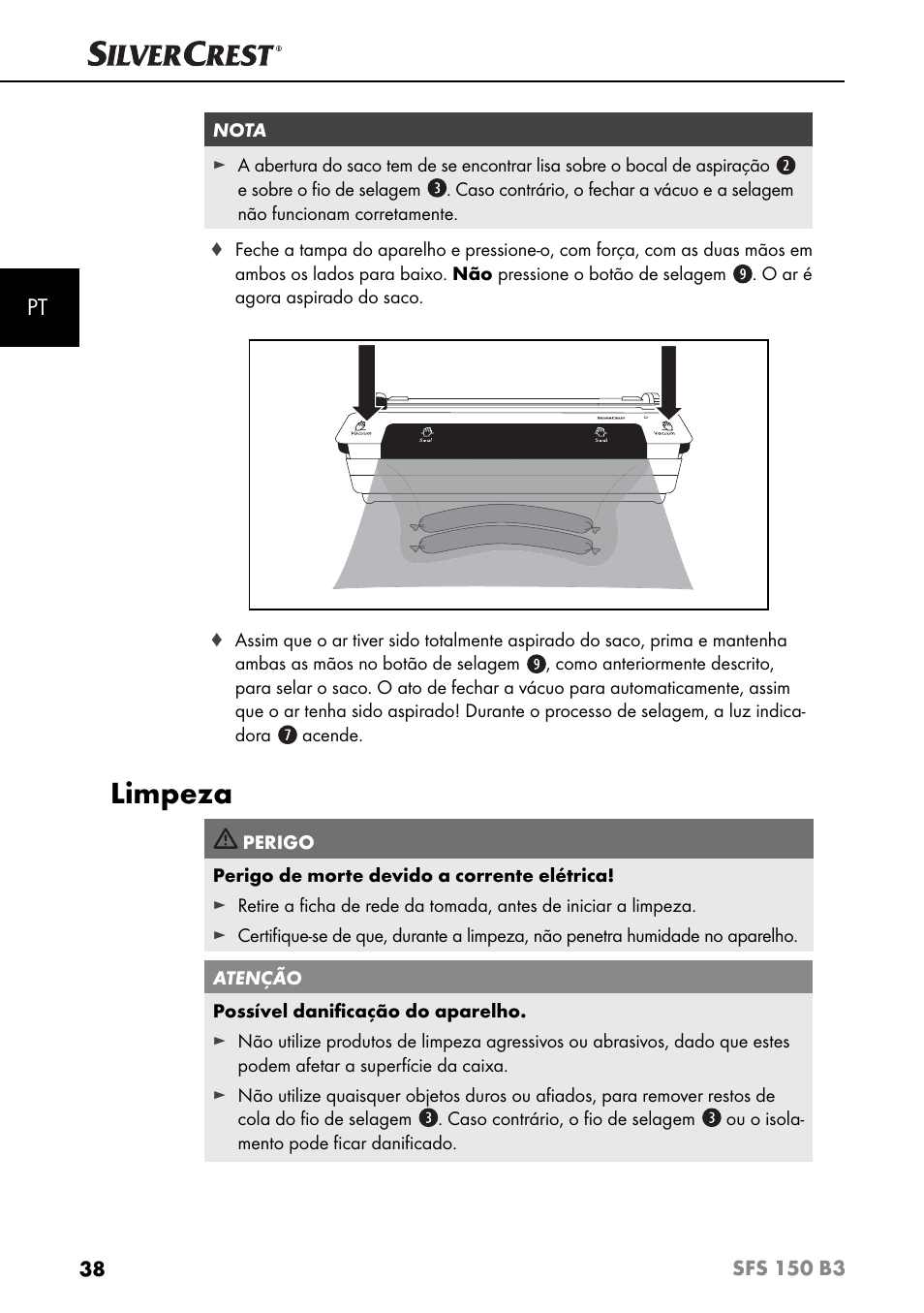 Limpeza | Silvercrest SFS 150 B3 User Manual | Page 41 / 80