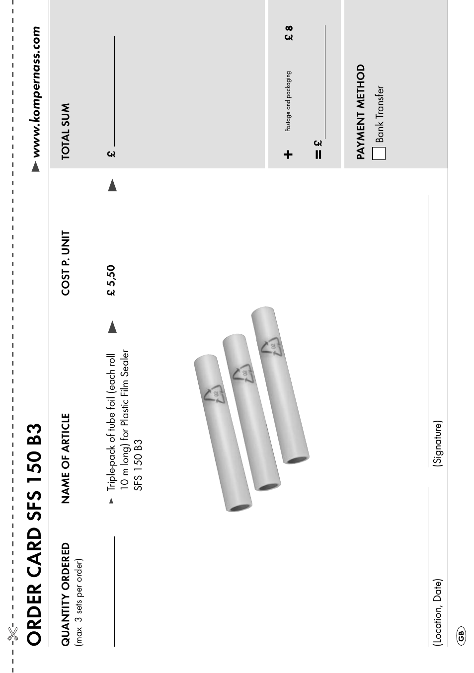 Order c ard sfs 150 b3 | Silvercrest SFS 150 B3 User Manual | Page 58 / 80