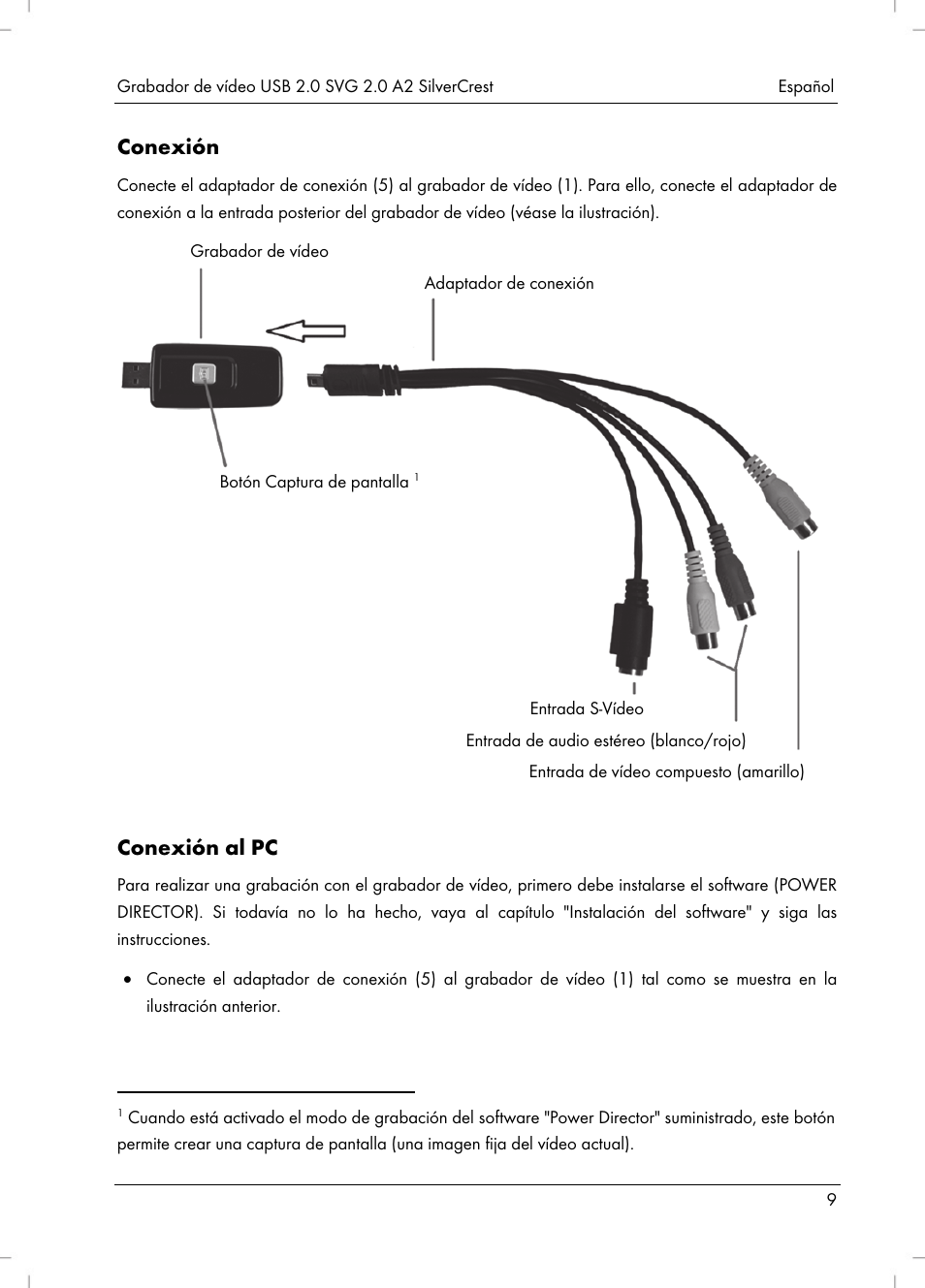 Conexión, Conexión al pc | Silvercrest SVG 2.0 A2 User Manual | Page 10 / 51