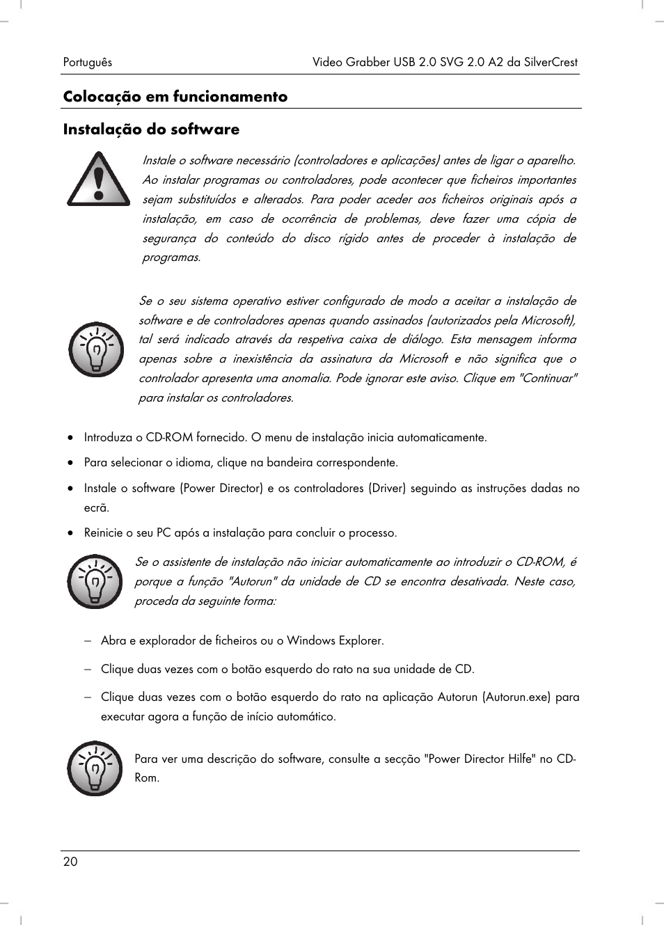 Colocação em funcionamento instalação do software | Silvercrest SVG 2.0 A2 User Manual | Page 21 / 51