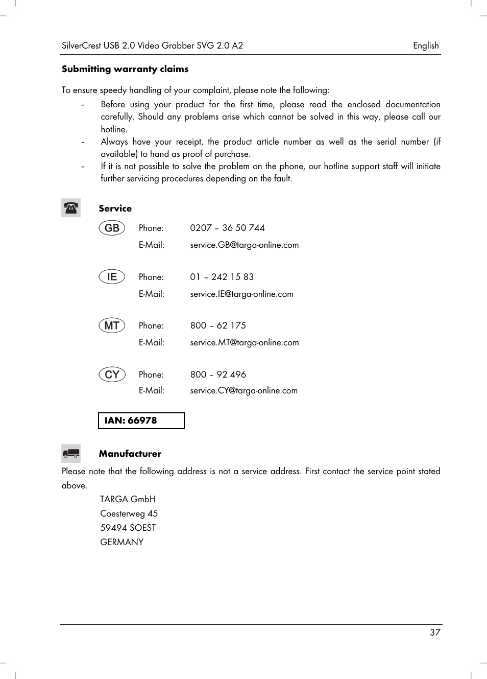 Silvercrest SVG 2.0 A2 User Manual | Page 38 / 51