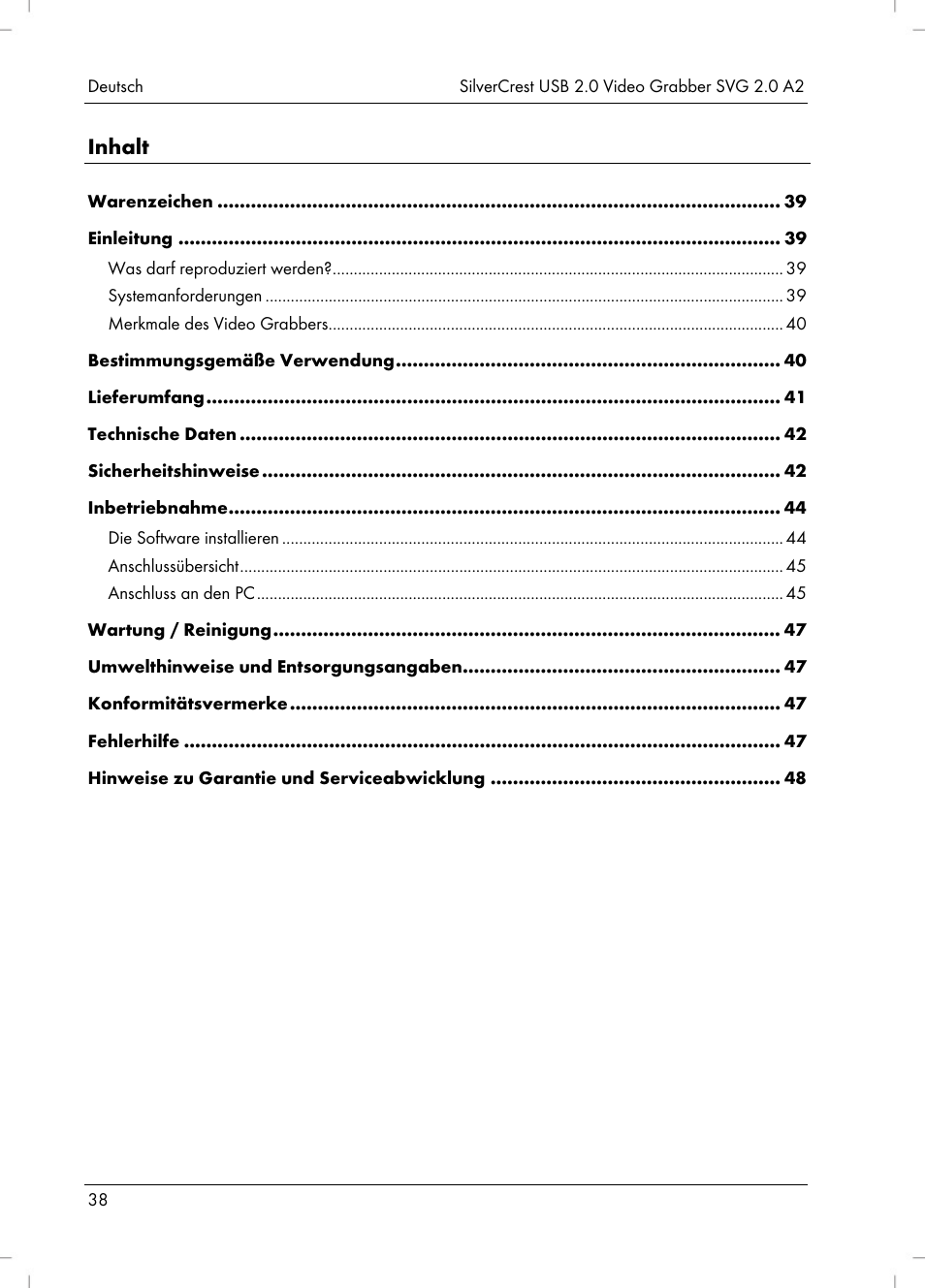 Silvercrest SVG 2.0 A2 User Manual | Page 39 / 51