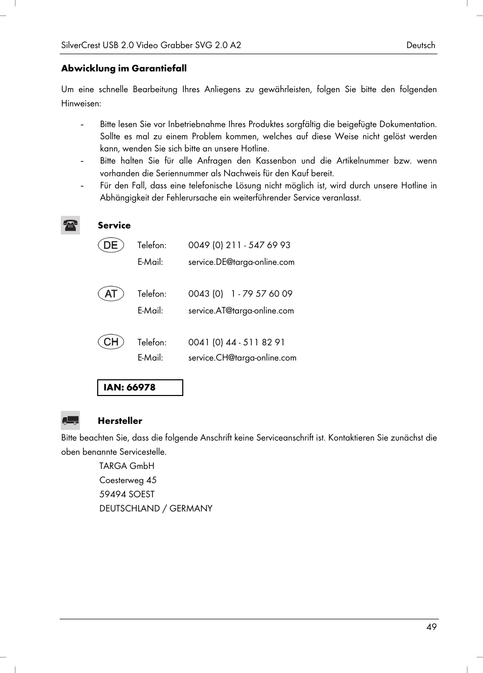 Silvercrest SVG 2.0 A2 User Manual | Page 50 / 51