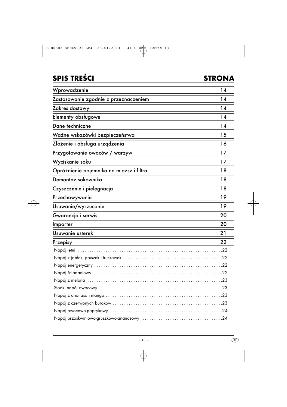 Silvercrest SFE 450 C1 User Manual | Page 16 / 76