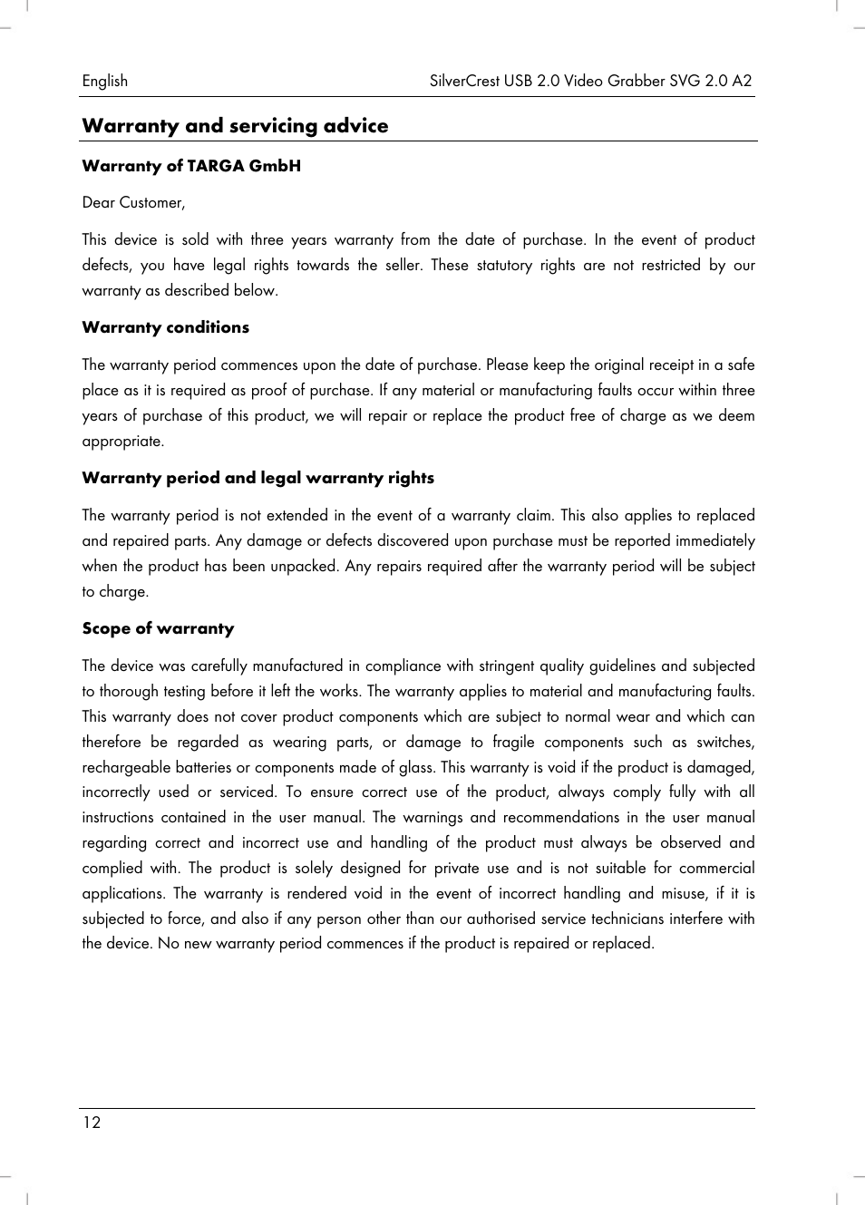 Warranty and servicing advice | Silvercrest SVG 2.0 A2 User Manual | Page 13 / 51