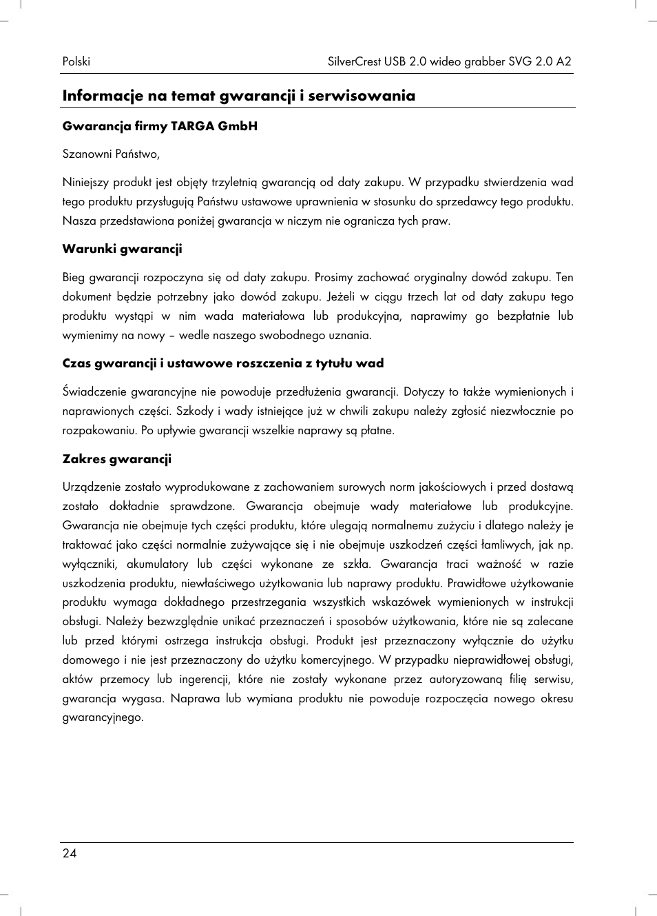 Informacje na temat gwarancji i serwisowania | Silvercrest SVG 2.0 A2 User Manual | Page 25 / 51