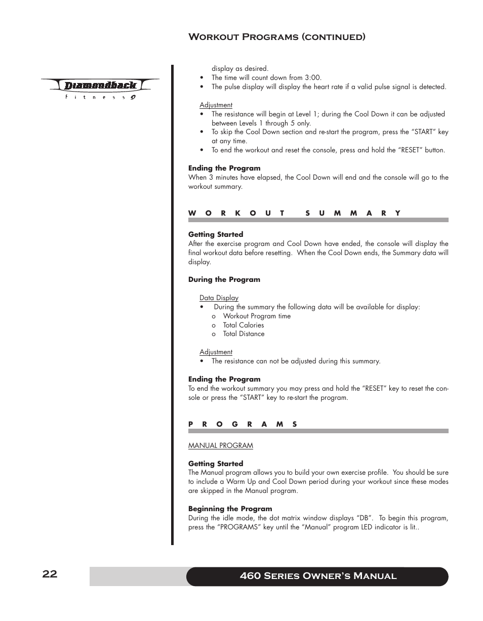 Diamondback 460 User Manual | Page 22 / 36