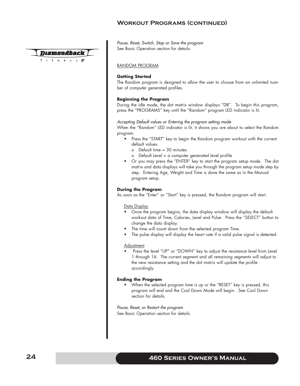 Diamondback 460 User Manual | Page 24 / 36