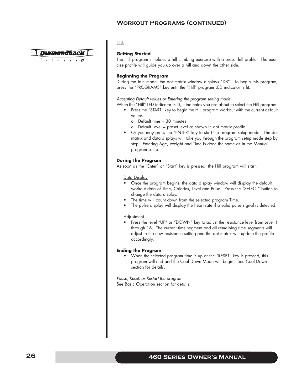 Diamondback 460 User Manual | Page 26 / 36