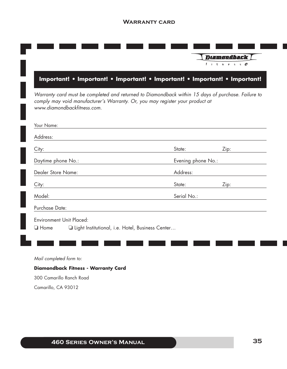 Diamondback 460 User Manual | Page 35 / 36