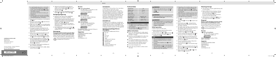 Reinigung/lagerung, Entsorgung, Introduction | Intended use, Contents of package/device description, Technical data, Safety instructions, Initial operation, Cleaning/storage, Disposal | Silvercrest STS 8 A1 User Manual | Page 2 / 2