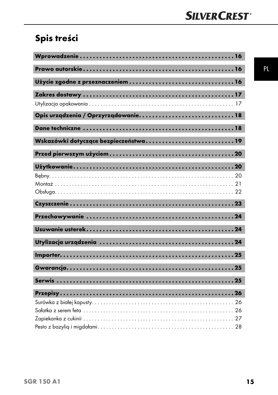 Silvercrest SGR 150 A1 User Manual | Page 18 / 88