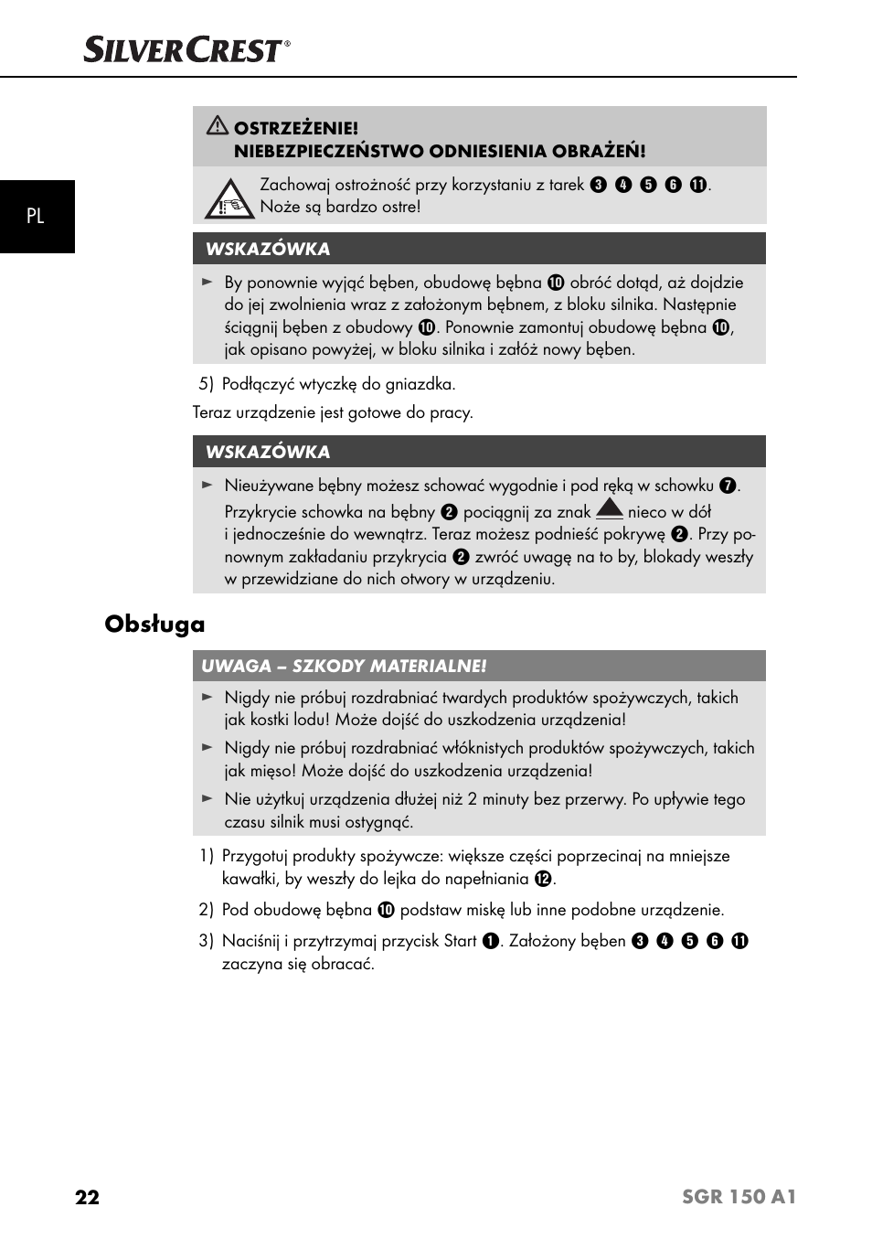 Obsługa | Silvercrest SGR 150 A1 User Manual | Page 25 / 88
