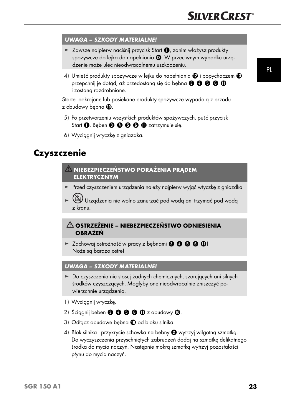 Czyszczenie | Silvercrest SGR 150 A1 User Manual | Page 26 / 88