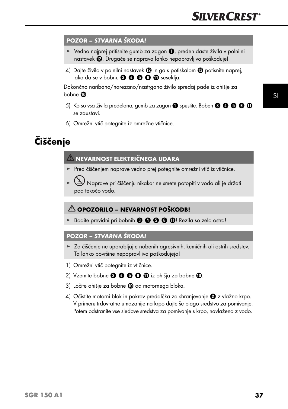 Čiščenje | Silvercrest SGR 150 A1 User Manual | Page 40 / 88