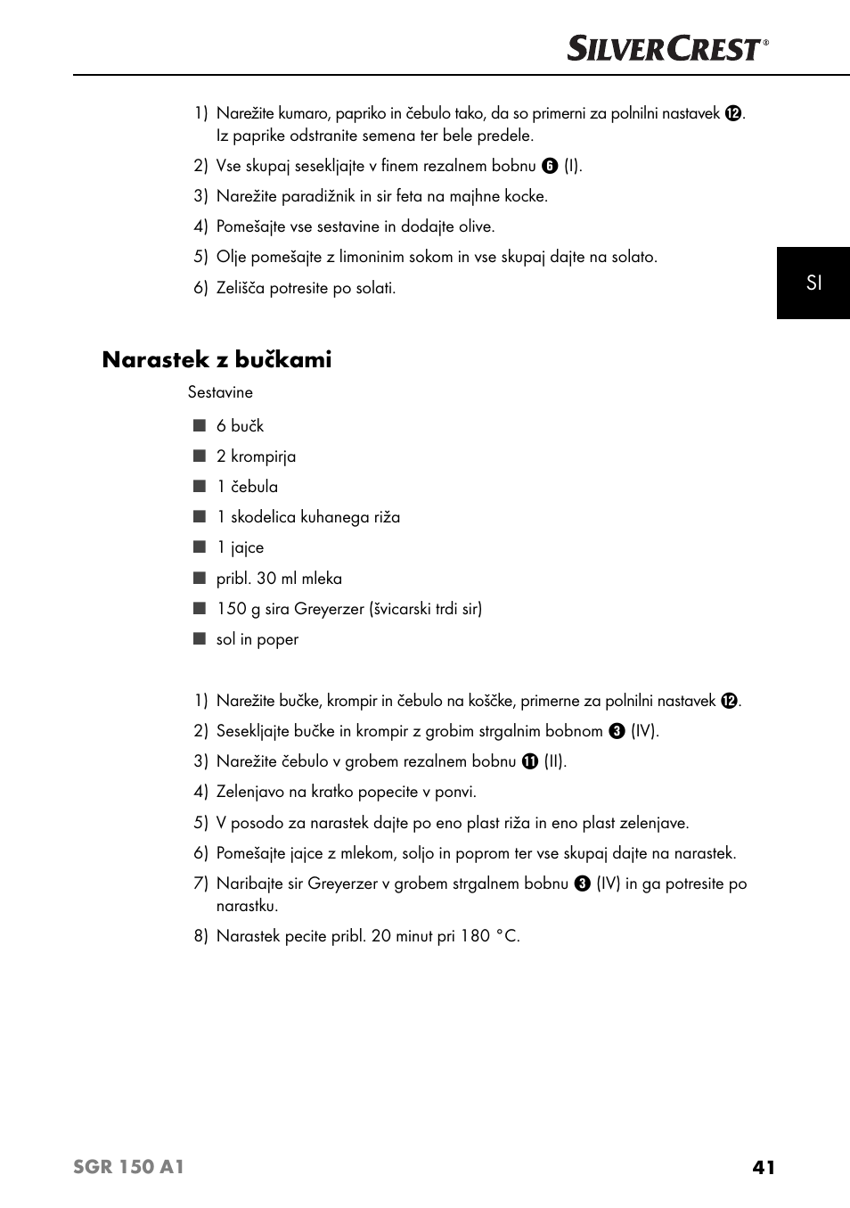 Narastek z bučkami | Silvercrest SGR 150 A1 User Manual | Page 44 / 88