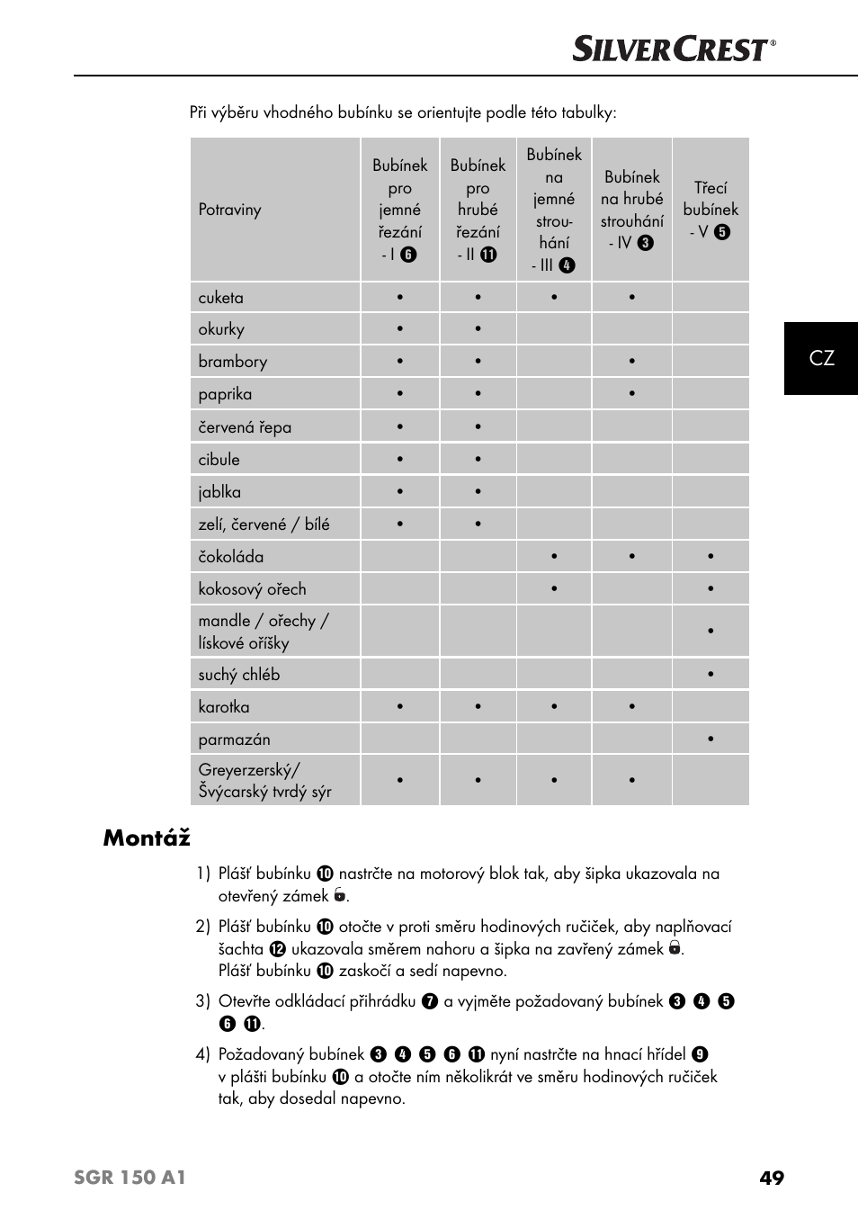 Montáž | Silvercrest SGR 150 A1 User Manual | Page 52 / 88