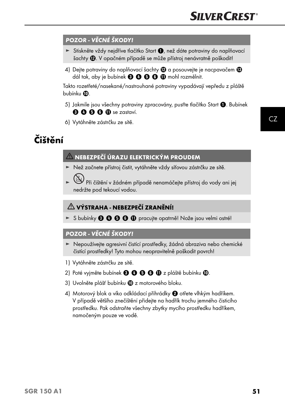 Čištění | Silvercrest SGR 150 A1 User Manual | Page 54 / 88