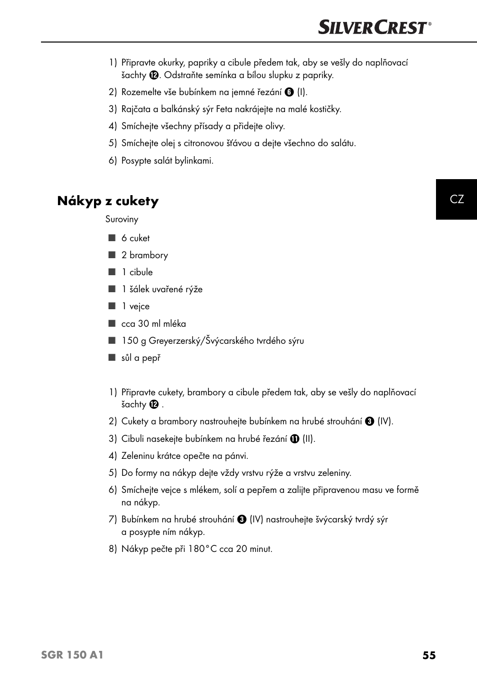 Nákyp z cukety | Silvercrest SGR 150 A1 User Manual | Page 58 / 88