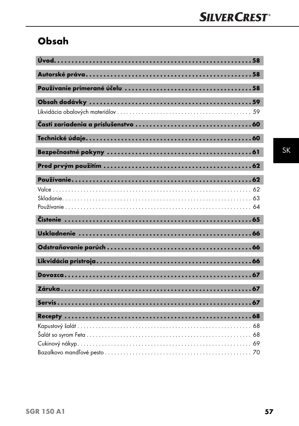Silvercrest SGR 150 A1 User Manual | Page 60 / 88