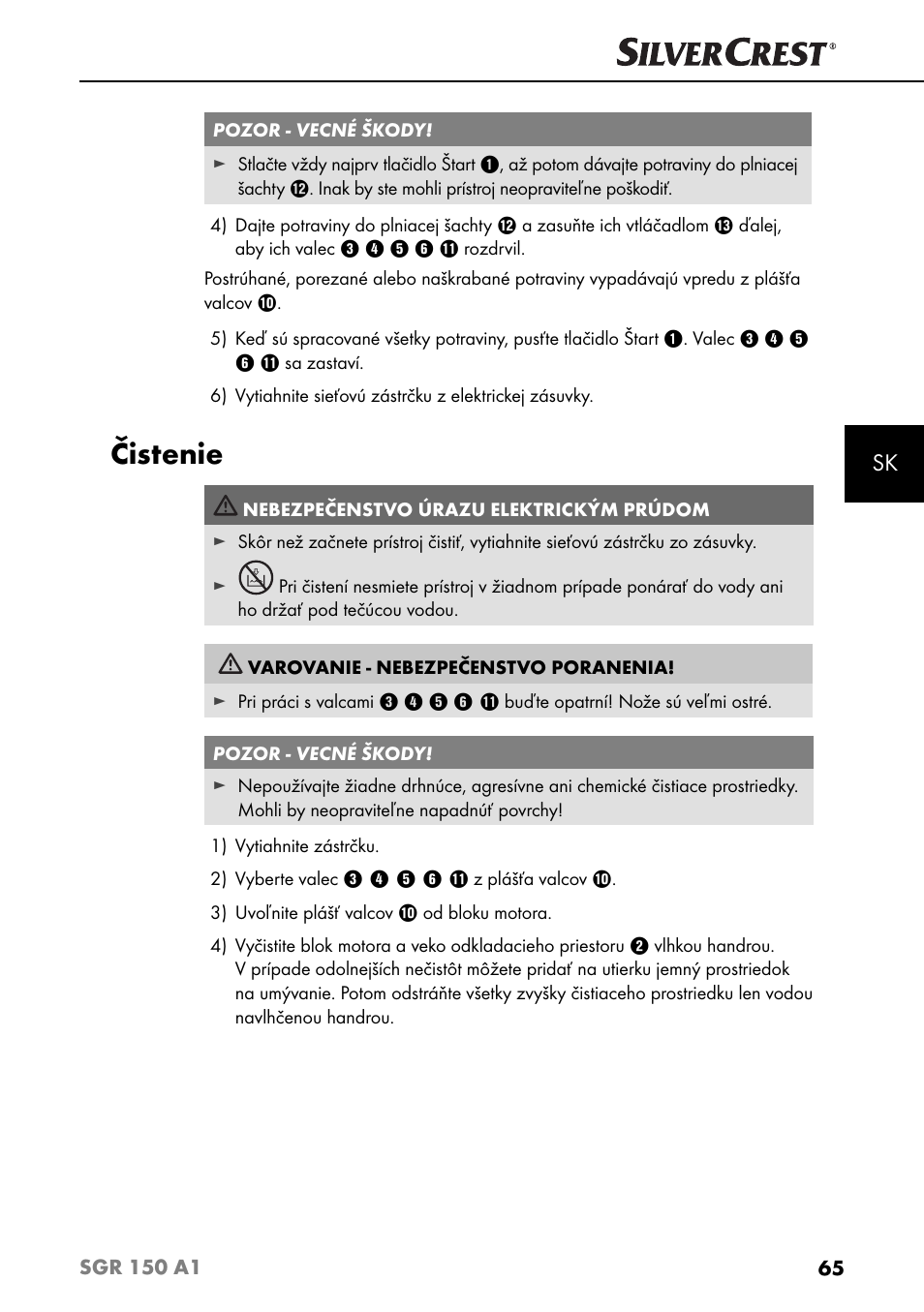 Čistenie | Silvercrest SGR 150 A1 User Manual | Page 68 / 88