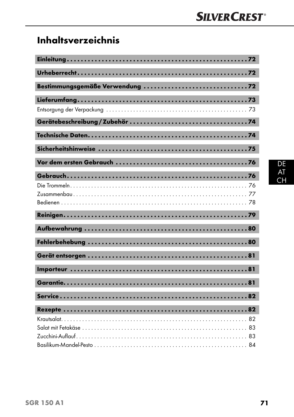 Silvercrest SGR 150 A1 User Manual | Page 74 / 88