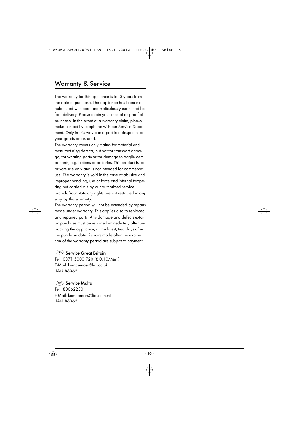 Warranty & service | Silvercrest SPCM 1200 A1 User Manual | Page 19 / 24