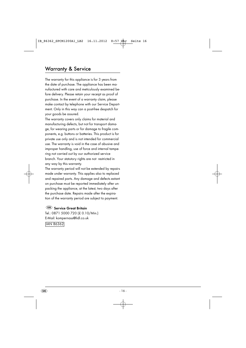 Warranty & service | Silvercrest SPCM 1200 A1 User Manual | Page 19 / 20