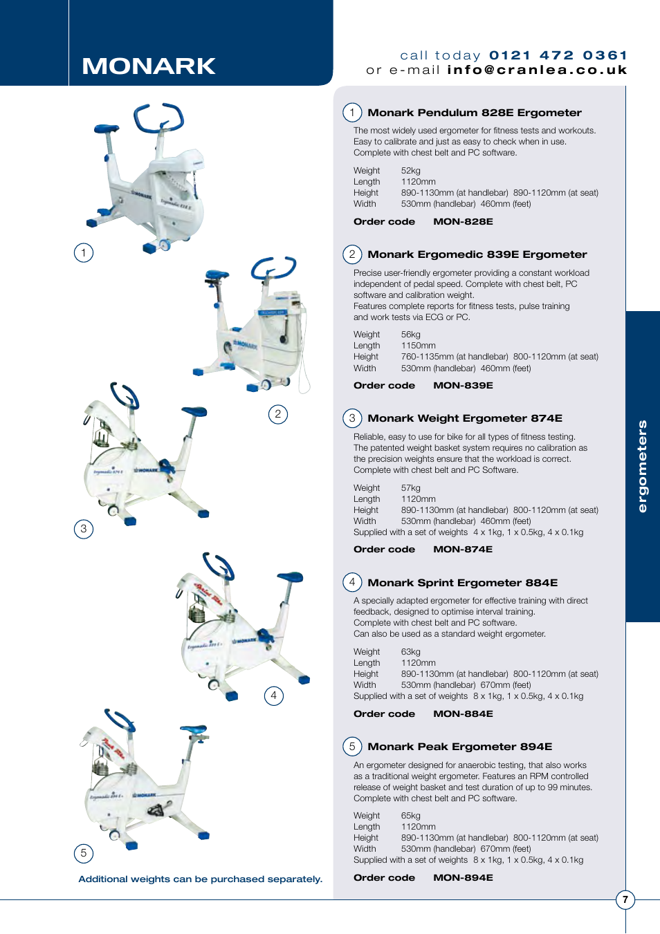 Monark, Ergometers | Diamondback Lode Valiant Treadmill User Manual | Page 11 / 96