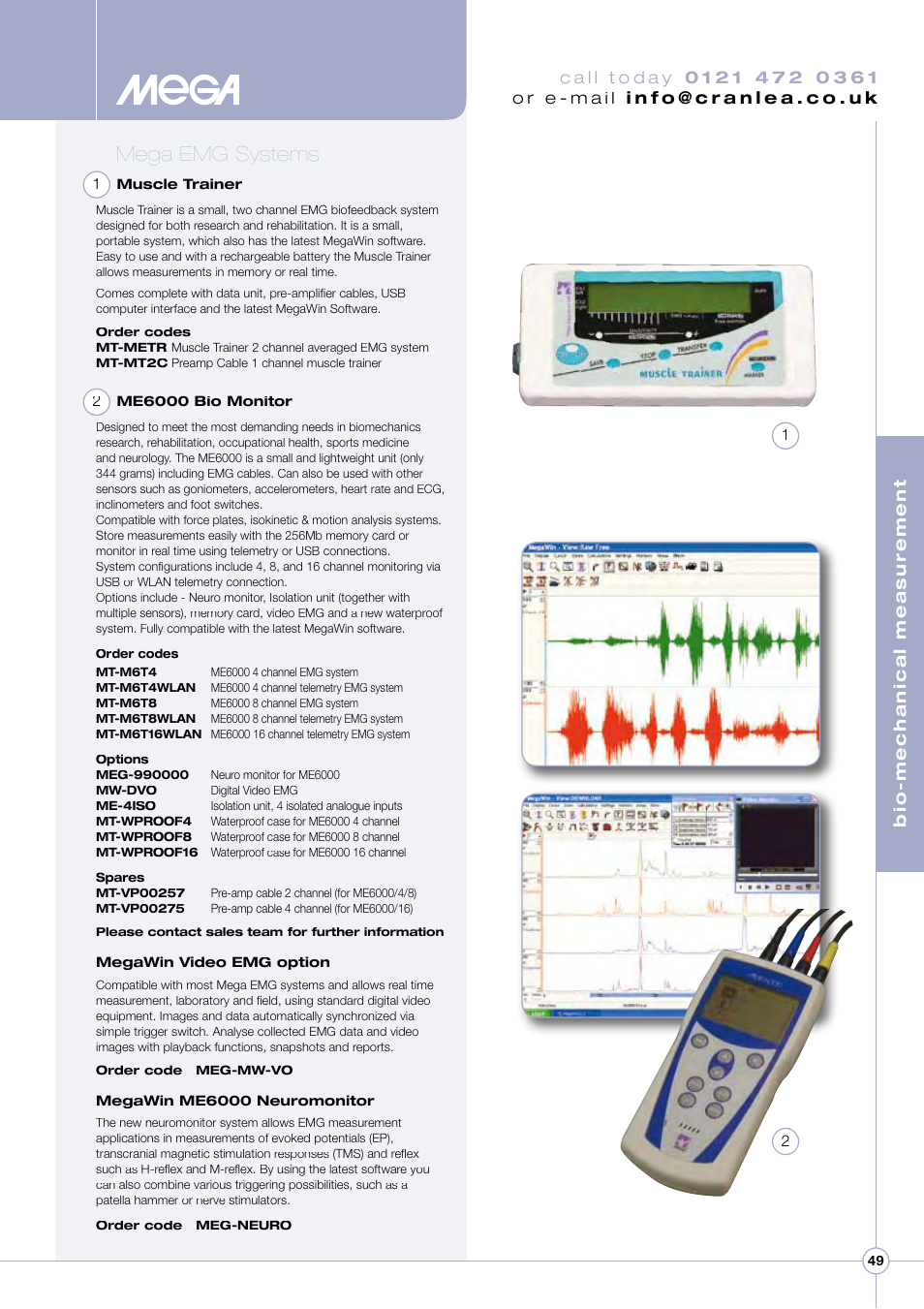 Mega emg systems, Bio-mechanical measurement | Diamondback Lode Valiant Treadmill User Manual | Page 53 / 96