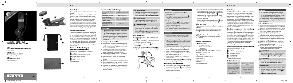 Silvercrest SFO 180 A1 User Manual | 2 pages