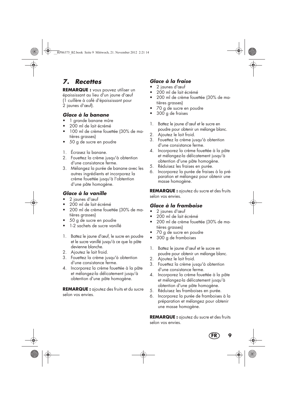 Recettes | Silvercrest SECM 12 A1 User Manual | Page 11 / 54