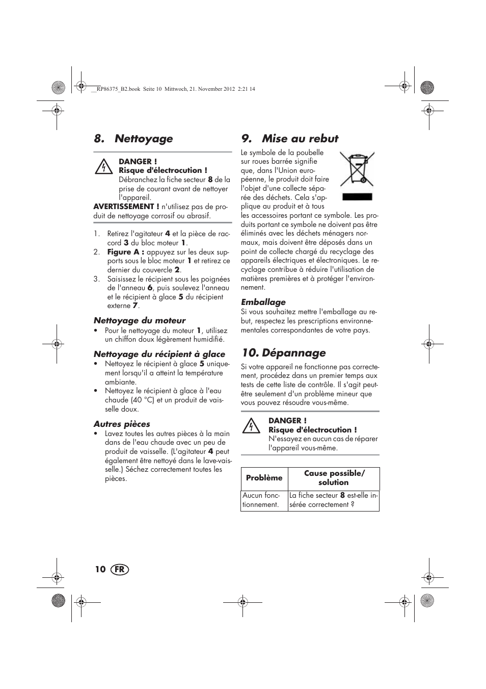 Nettoyage, Mise au rebut, Dépannage | Silvercrest SECM 12 A1 User Manual | Page 12 / 54